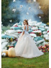 White Lace Champagne Tulle Stunning Flower Girl Dress